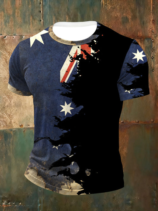 Men's Australian Vintage Distressed Print T-Shirt