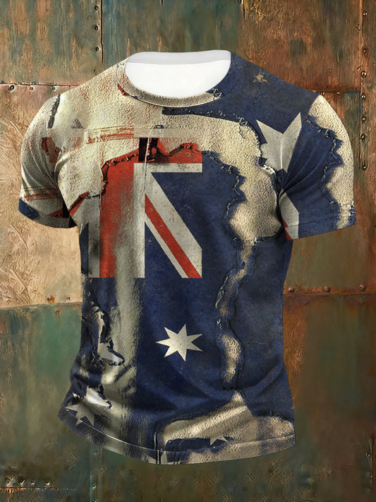 Men's Australian Vintage Distressed Print T-Shirt