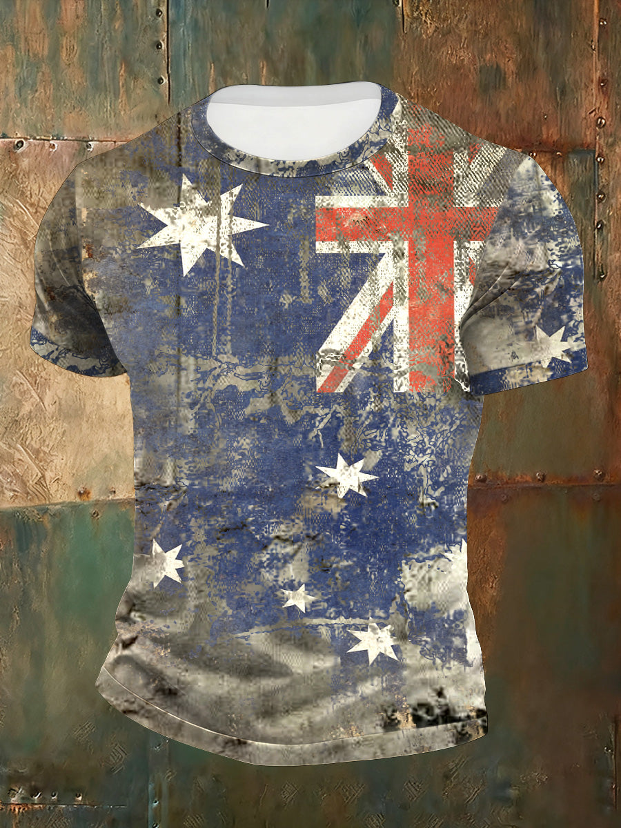 Men's Australian Vintage Distressed Print T-Shirt