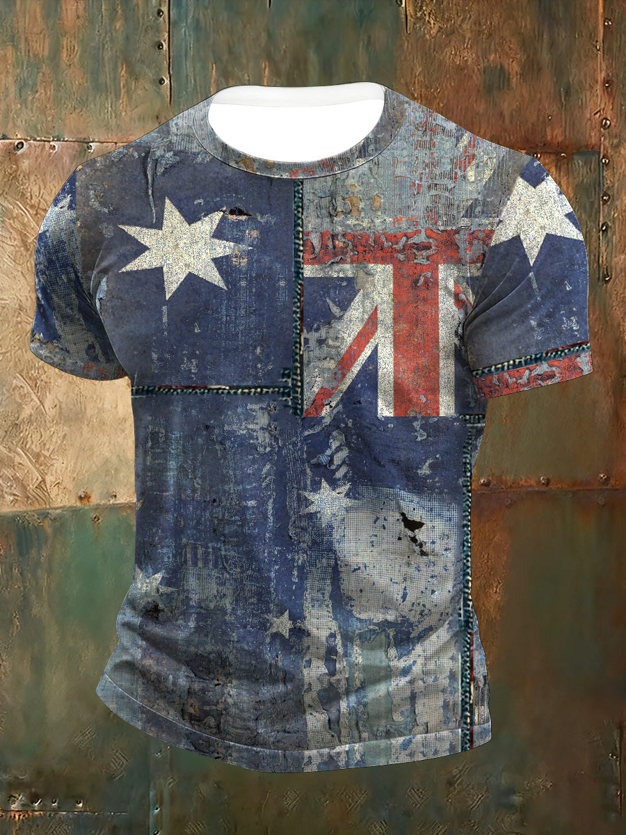Men's Australian Vintage Distressed Print T-Shirt
