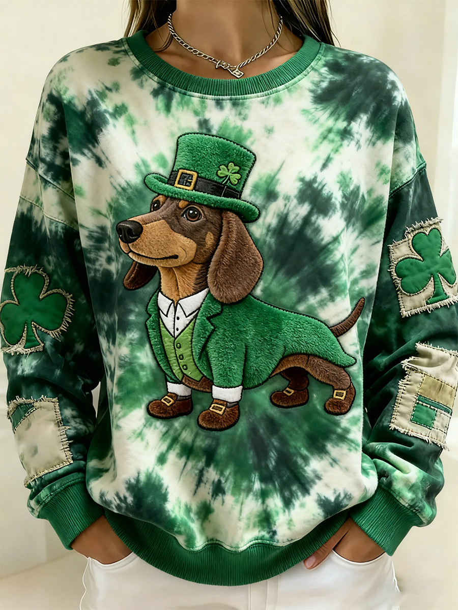 Women's Vintage St. Patrick's Day Four-Leaf Clover Print Comfortable Top