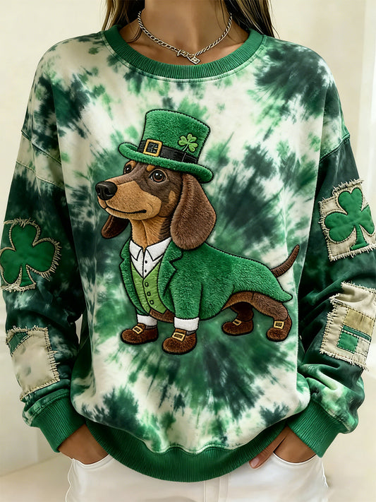 Women's Vintage St. Patrick's Day Four-Leaf Clover Print Comfortable Top