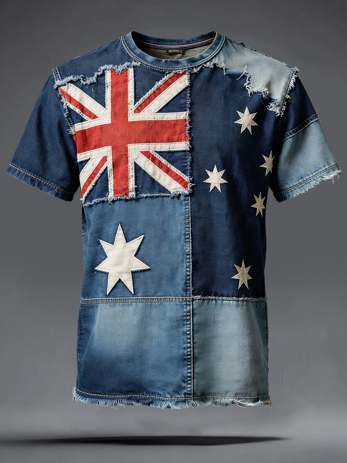 Men's Retro Happy Australia Day Flag Badge Print Casual Short-Sleeved T-Shirt