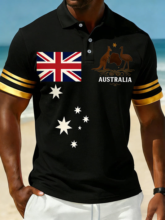 Men's Vintage Australian Holiday Smart Casual Polo Shirt