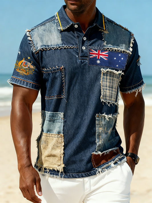 Men's Vintage Australian Holiday Smart Casual Polo Shirt