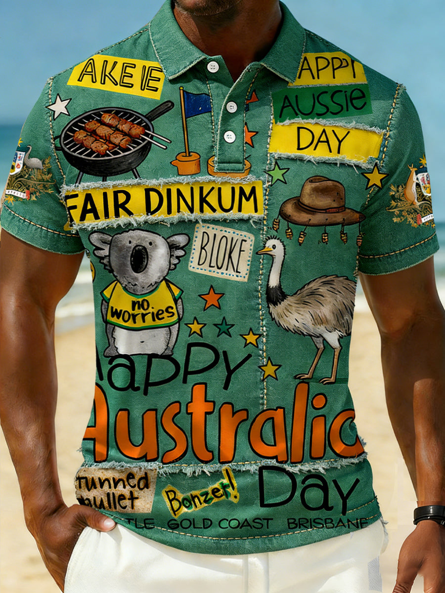 Men's Vintage Australian Holiday Smart Casual Polo Shirt