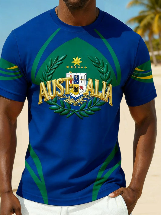Men's  Vintage Australian Holiday Printed Casual Comfortable Short Sleeve T-shirt