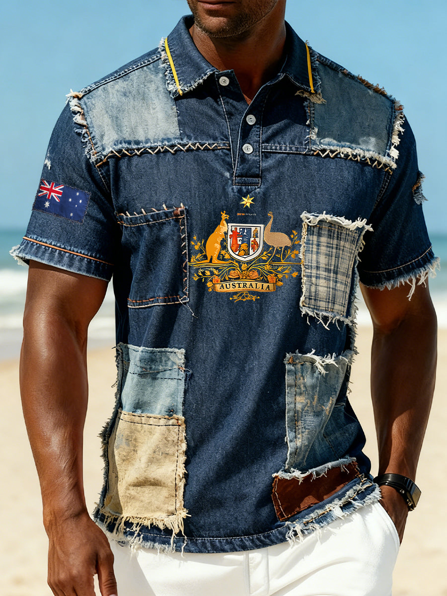 Men's Vintage Australian Holiday Smart Casual Polo Shirt