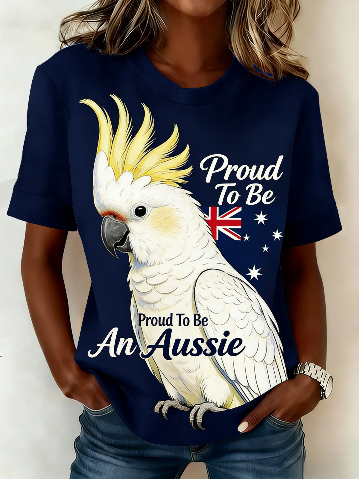 Women's Vintage  Aussie Cute Pink Cockatoo Casual Comfortable Short-Sleeve T-Shirt