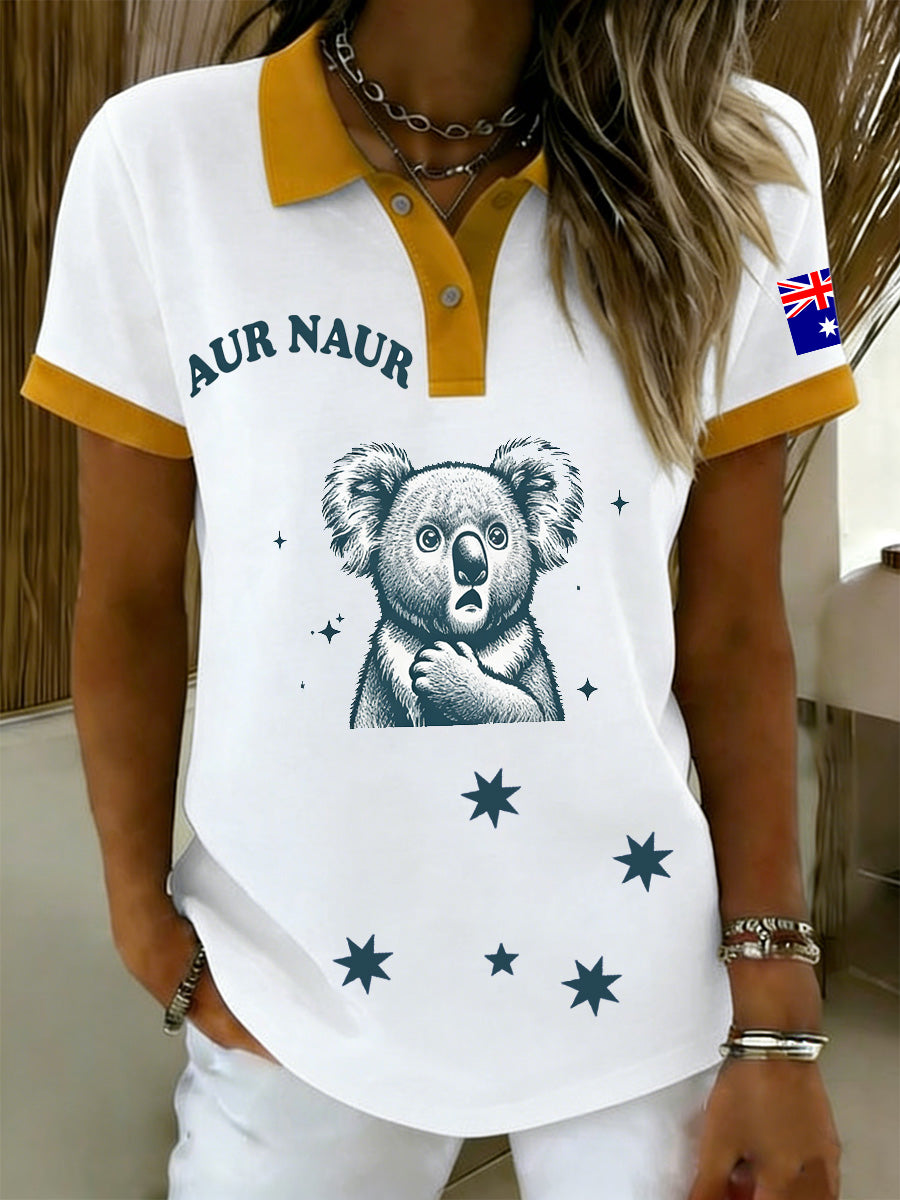 Women's Australian Flag Print Commemorative Polo Shirt