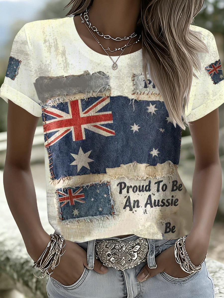 Women's Australian Vintage Distressed Printed T-Shirt
