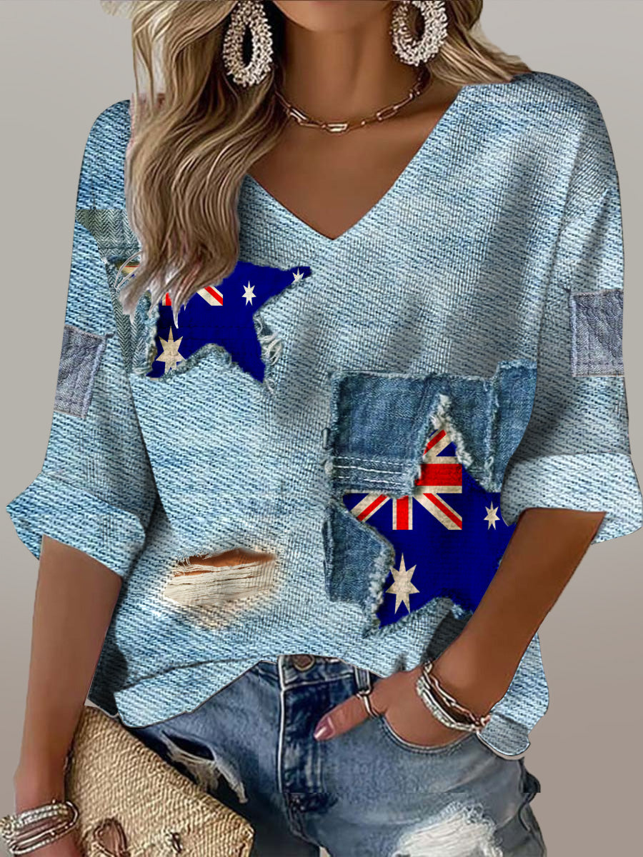 Women's Australian Vintage Distressed Printed T-Shirt