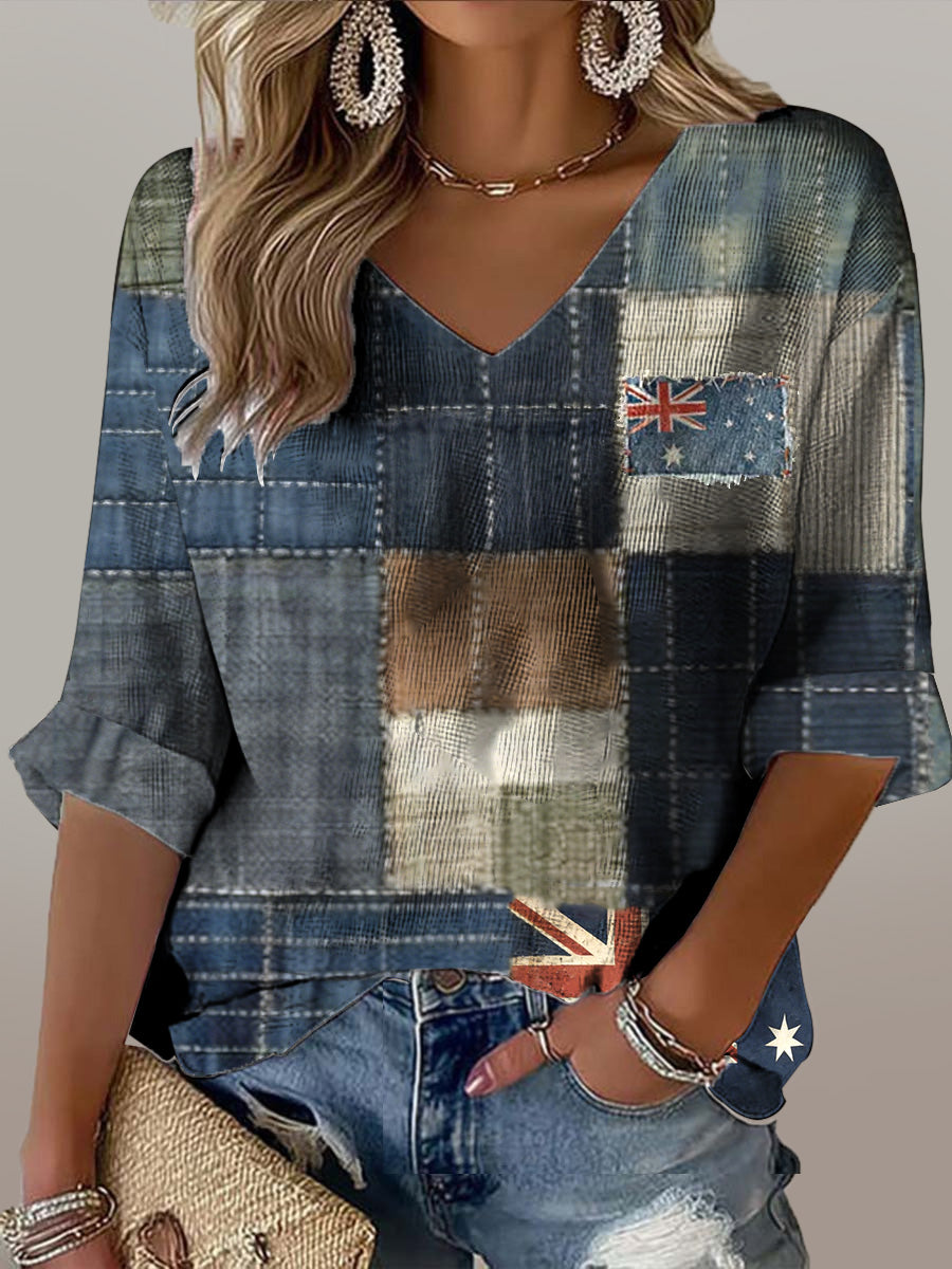 Women's Australian Vintage Distressed Printed T-Shirt