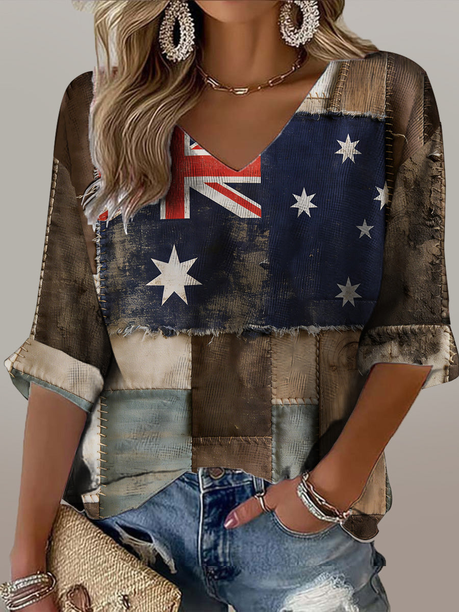 Women's Australian Vintage Distressed Printed T-Shirt