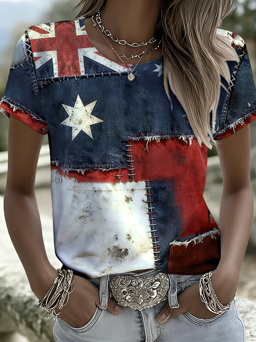 Women's Australian Vintage Distressed Printed T-Shirt