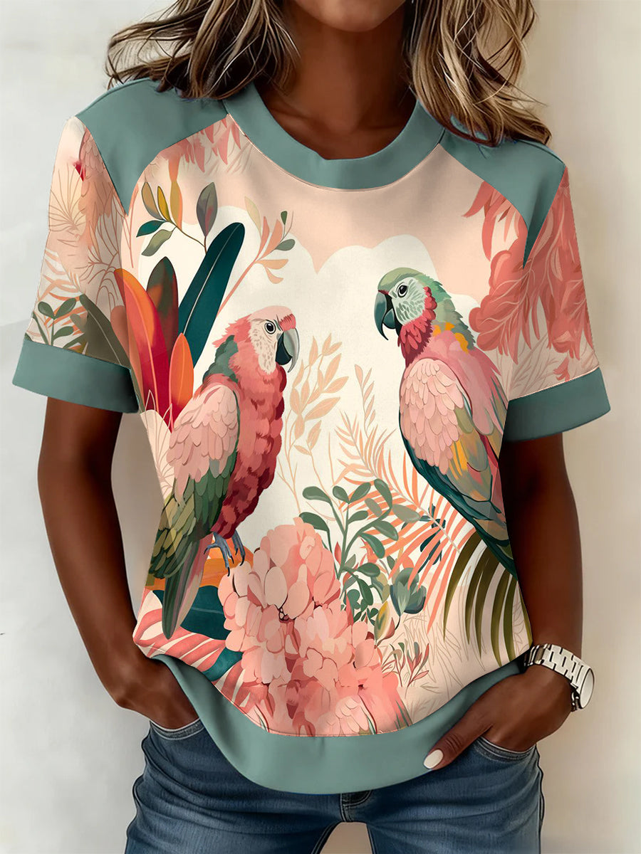 Women's  Vintage Aussie Cute Pink Cockatoo Casual Comfortable Short Sleeve T-Shirt