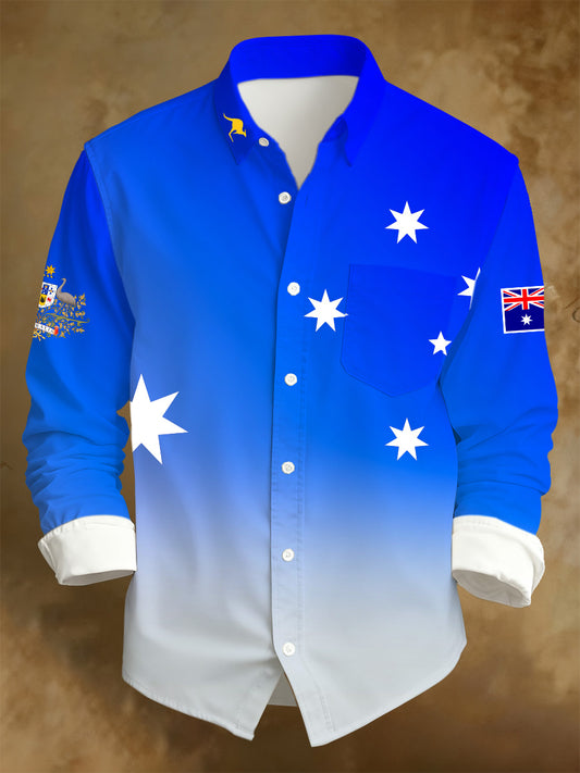 Men's Australian Art Print Long-Sleeve Shirt
