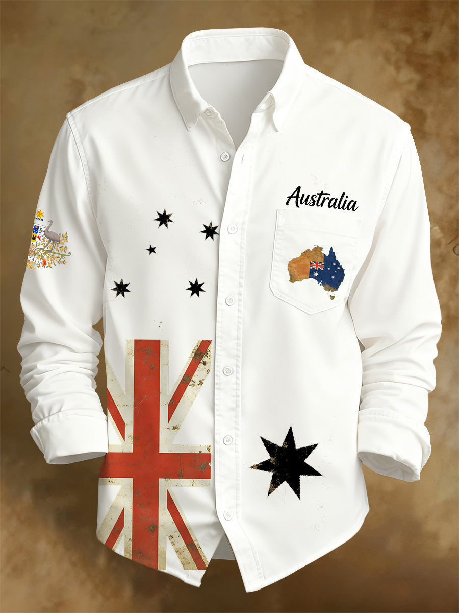 Men's Australian Art Print Long-Sleeve Shirt