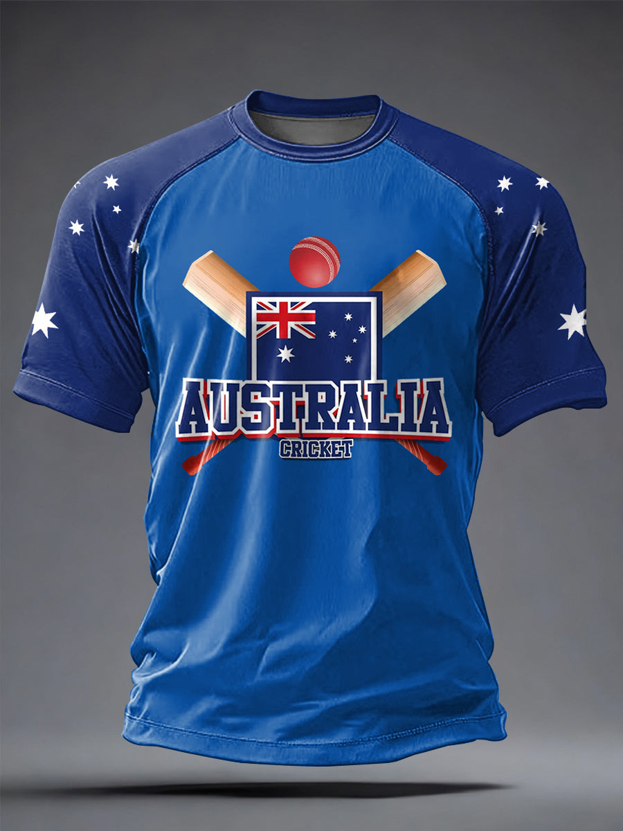 Men's Cricket Printed Casual short sleeves t-shirt