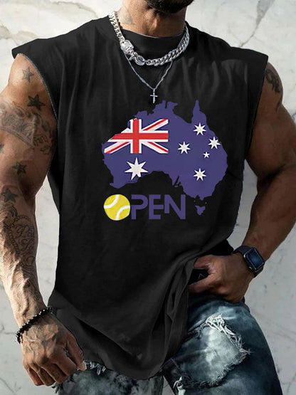 Men's Australian Open For Tennis Lover Sleeveless  Vests