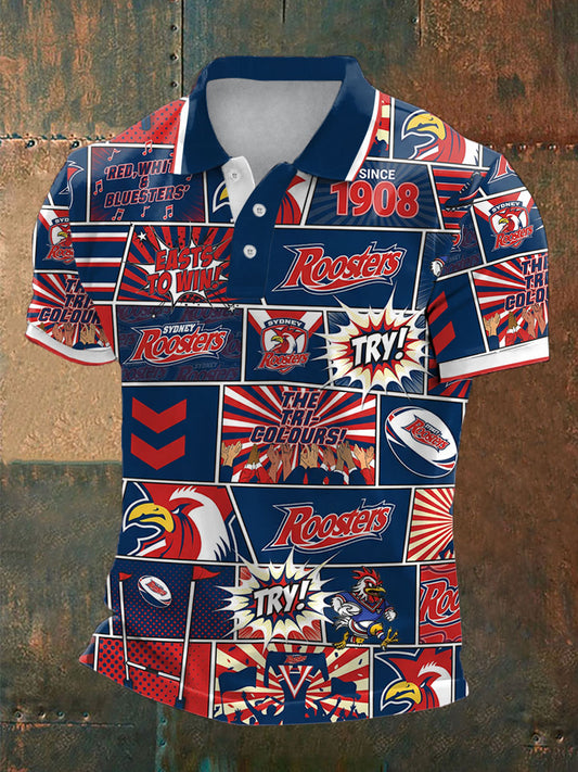 Men's Rugby Lover The Roosters Printed Casual Tops