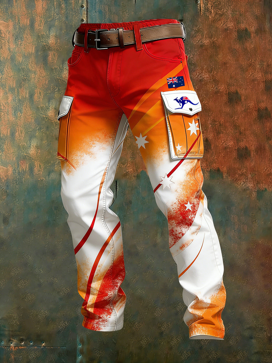 Men's Vintage Australian Flag Art Print Business Casual Work Pants