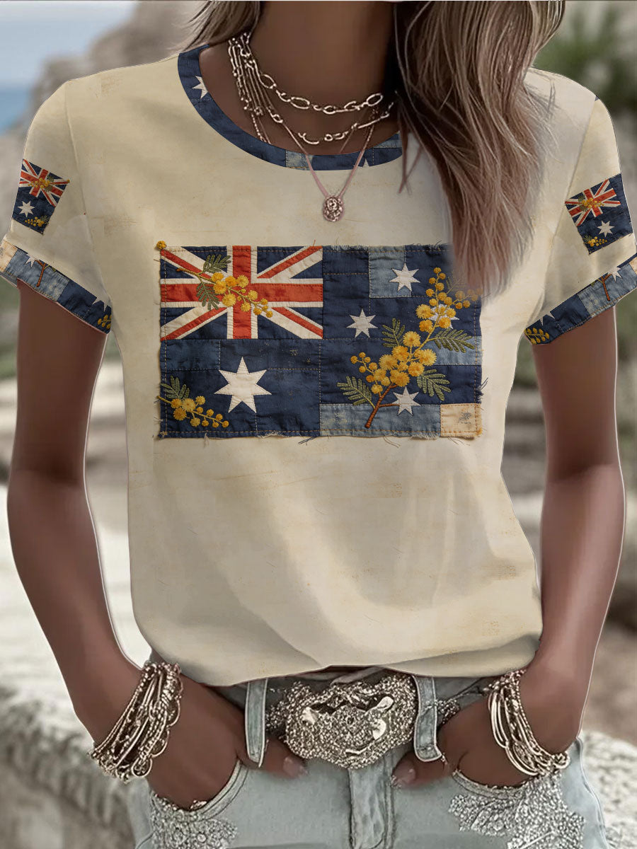 Women's Australian flag printed short-sleeved T-shirt