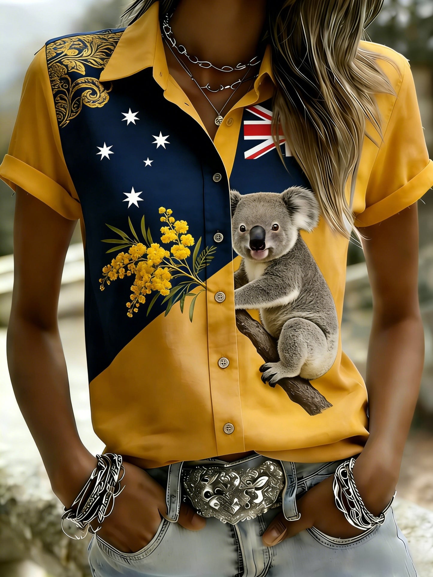 Women's  Vintage Australian Holiday Casual Comfortable Short Sleeve Shirt