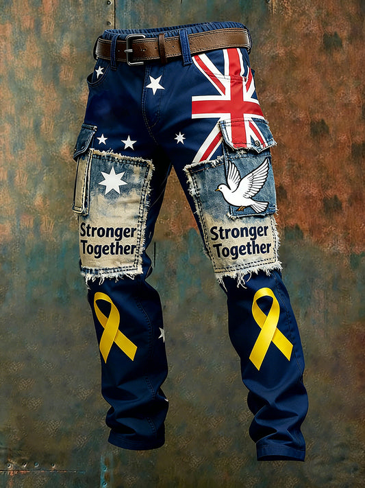 Men's Vintage Australian Peace Dove "We Are Together" Casual Work Pants