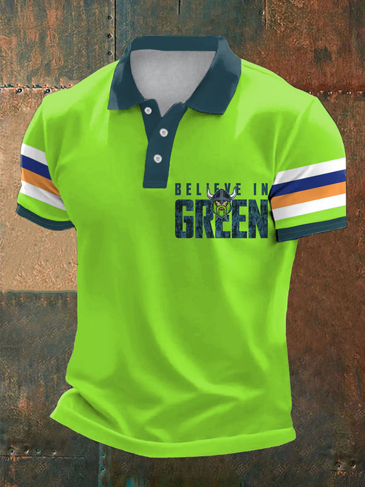 Men's Rugby Lover Green Machine Printed Casual Tops