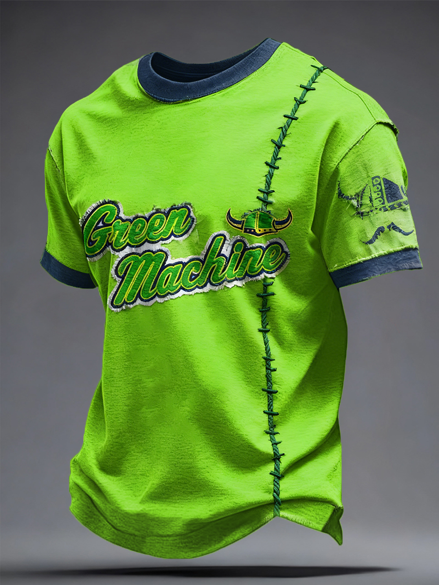 Men's Rugby Lover Green Machine Printed T-shirt