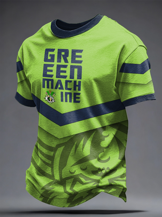 Men's Rugby Lover Green Machine Printed T-shirt