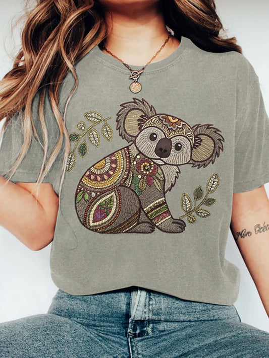 Women's Koala Print Casual T-Shirt