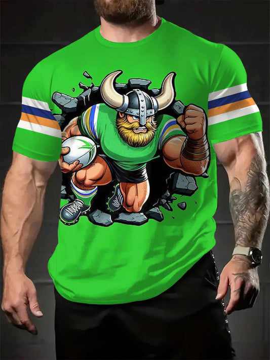 Men's Rugby Lover Green Machine Printed T-shirt