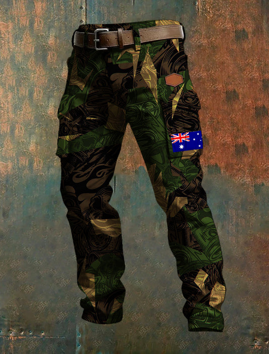 Men's Casual Trousers With Australian-Inspired Prints.