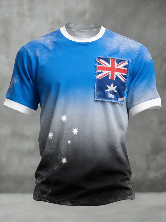Men's Vintage Australian Holiday Gradient Art Casual Short-Sleeve T-Shirt