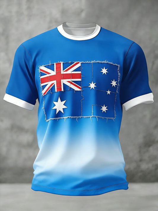 Men's Vintage Australian Holiday Gradient Art Casual Short-Sleeve T-Shirt