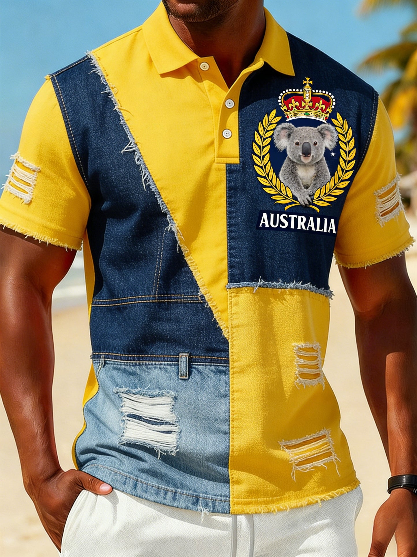 Men's Vintage Australian Holiday Casual Short-Sleeve Polo Shirt