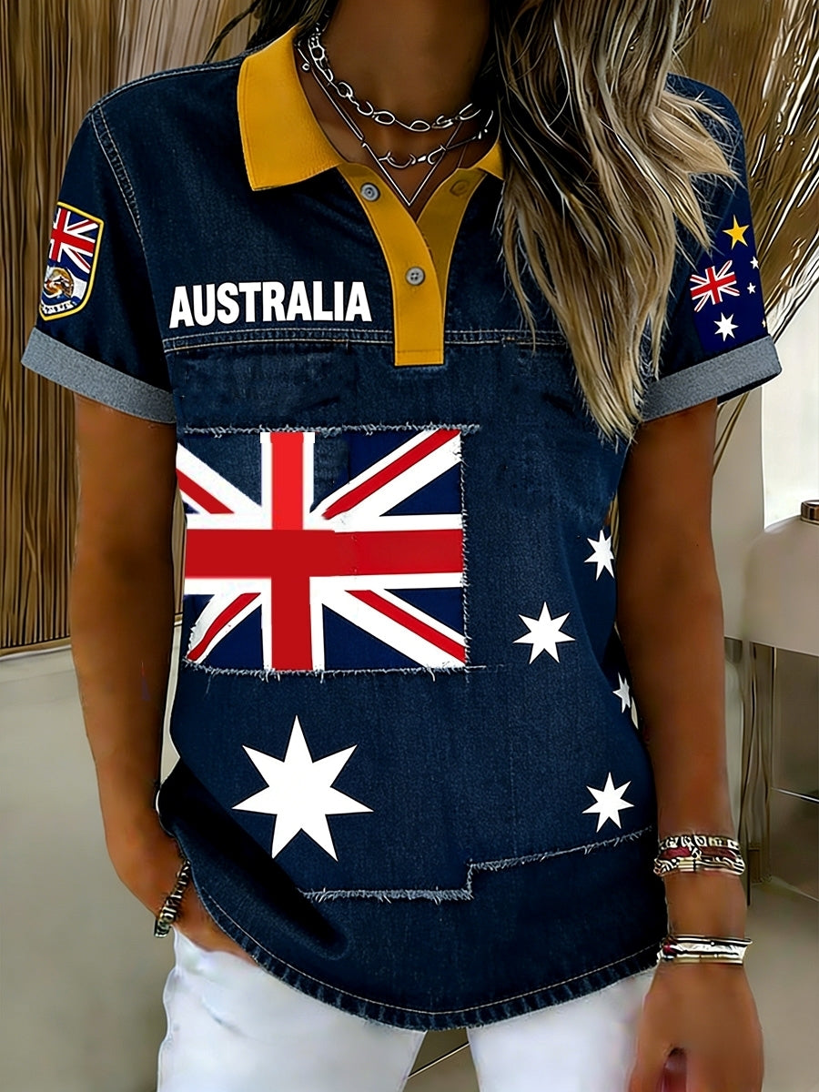 Women's  Vintage Australian Holiday Casual Comfortable Short Sleeve Polo Shirt