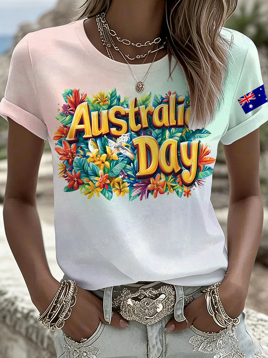 Women's Australian-Themed Graphic Print T-Shirt