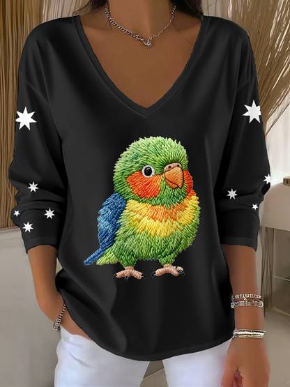 Women's Rainbow Lorikeet Art Printed Tops