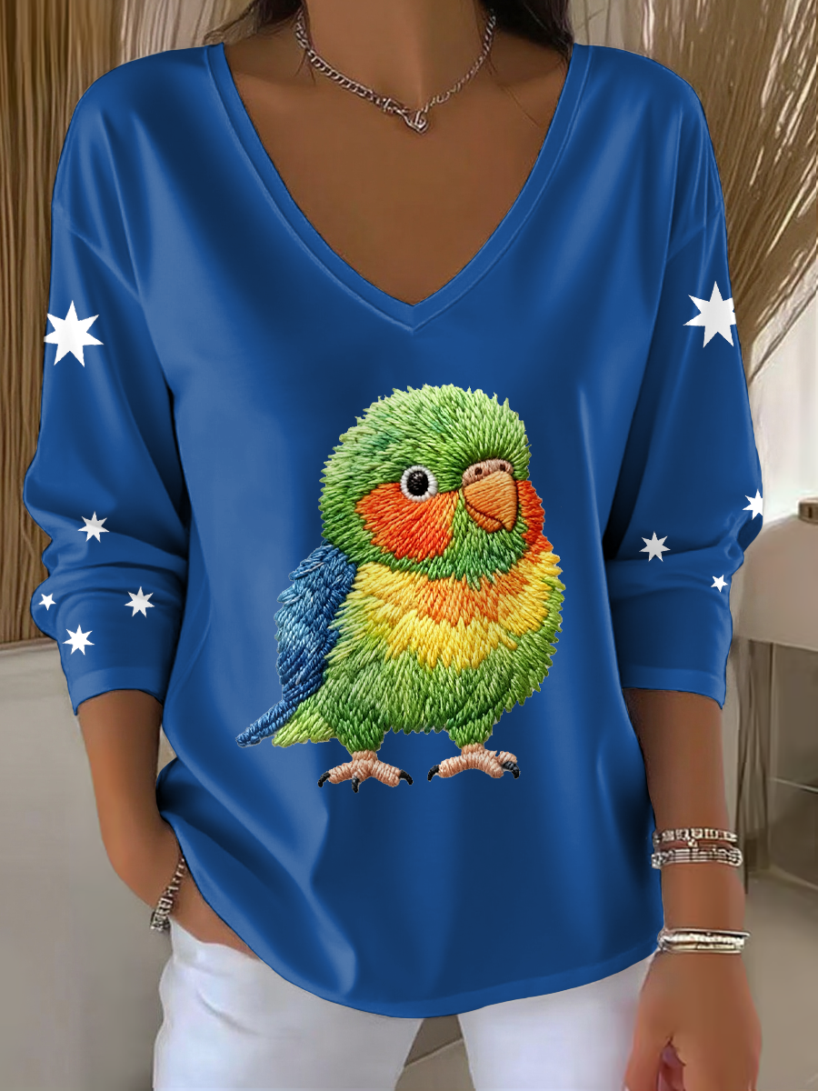 Women's Rainbow Lorikeet Art Printed Tops