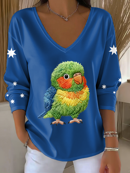 Women's Rainbow Lorikeet Art Printed Tops