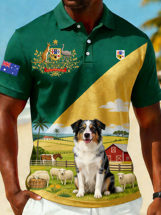 Men's Vintage Australian Holiday Smart Casual Polo Shirt