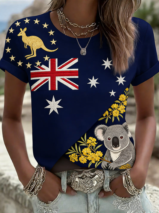 Women's Vintage Australian Holiday Casual Short-Sleeve T-Shirt