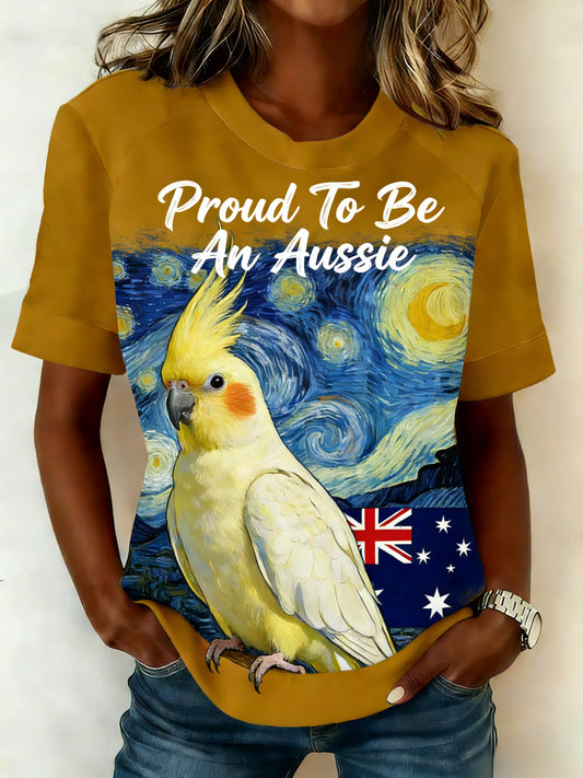 Women's Australian Cockatoo Aussie Proud Printed T-shirt