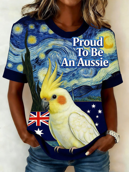Women's Australian Cockatoo Aussie Proud Printed T-shirt