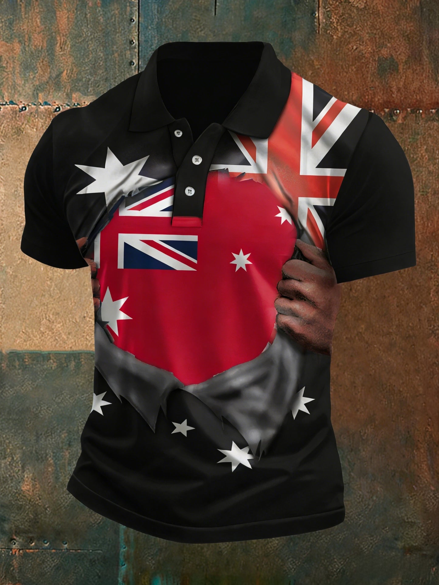 Retro Australian Flag Badge Art Printed T-shirt
