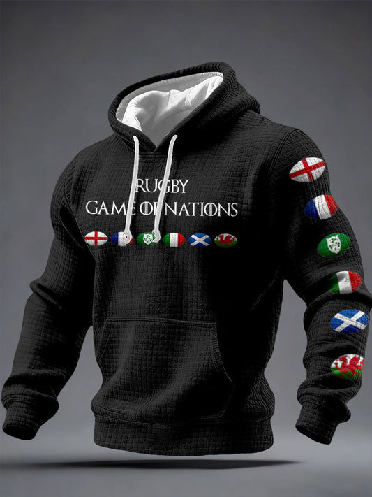 Men's Nations of Rugby Lover Printed Hoodie