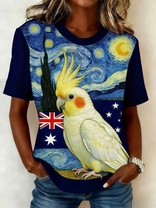 Women's Vintage Aussie Cute Pink Cockatoo Casual Comfortable T-Shirt